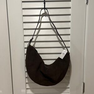 LOFT Chocolate Brown Suede Hobo Bag